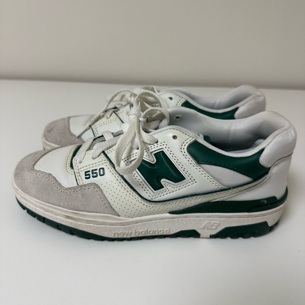 New Balance 550 White and Green Sneakers